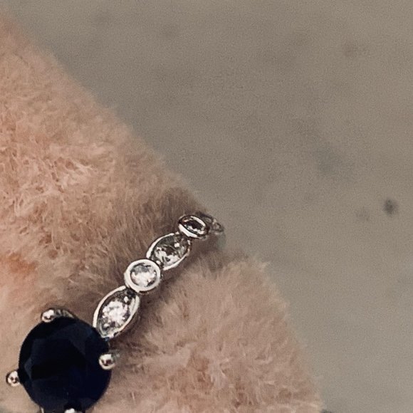 Two Silver Tone Fashion Rings with Blue and Clear Stone Round - Picture 13 of 14